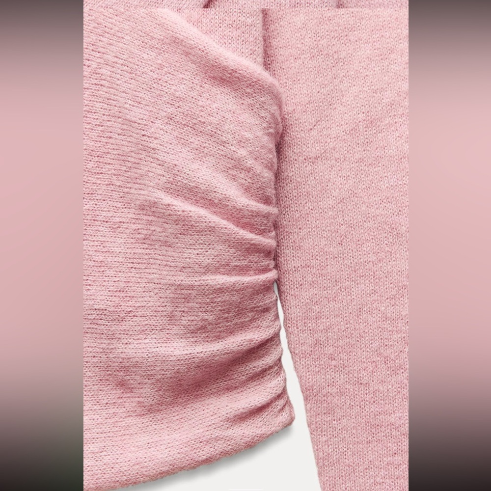 Zara raised floral knit top, pastel pink, 2025 - Picture 7 of 10